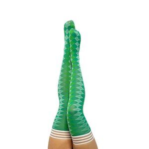 KIX'IES Par 4 - Green Argyle Thigh Highs ALL SIZES MSRP $29